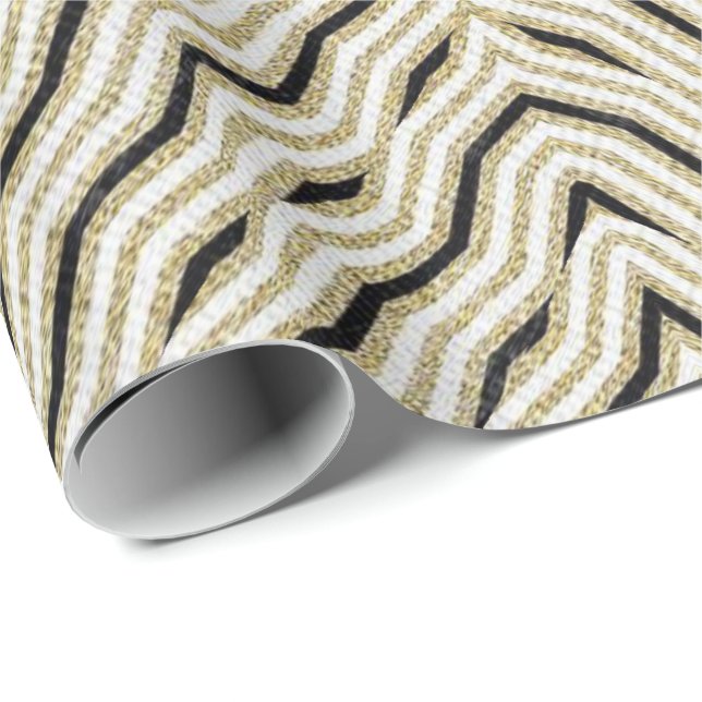 Glossy Wrapping Paper Gold Black (Roll Corner)