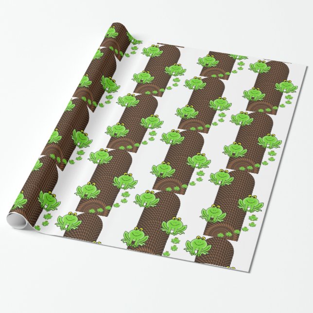 Glossy Wrapping Paper, Green Frogs Rope Wrapping Paper (Unrolled)
