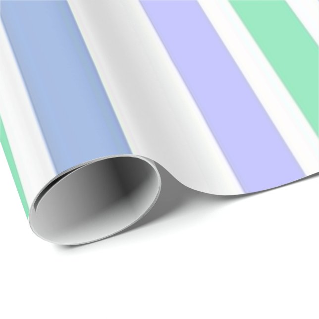 Glossy Wrapping Paper Green Purple Stripe (Roll Corner)
