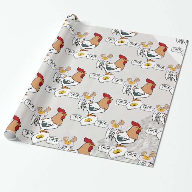 Glossy Wrapping Paper, Grey Silver Chickens Eggs Paper (Unrolled)