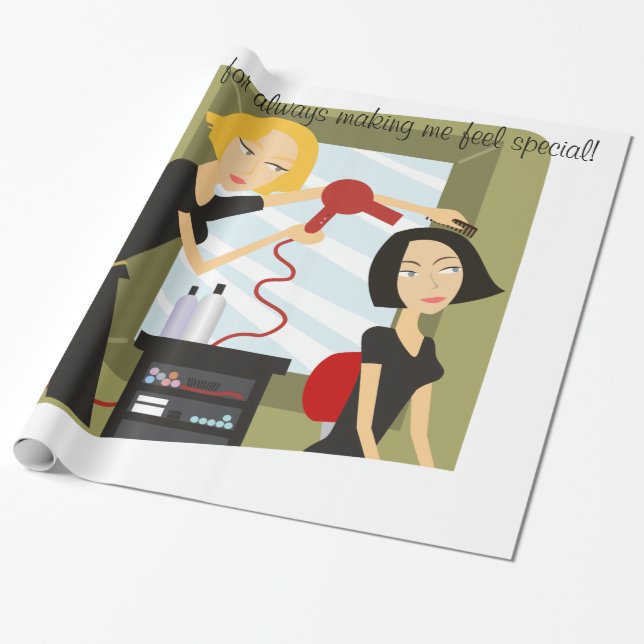 Glossy Wrapping Paper, Hair Stylist Beauty Salon Paper (Unrolled)