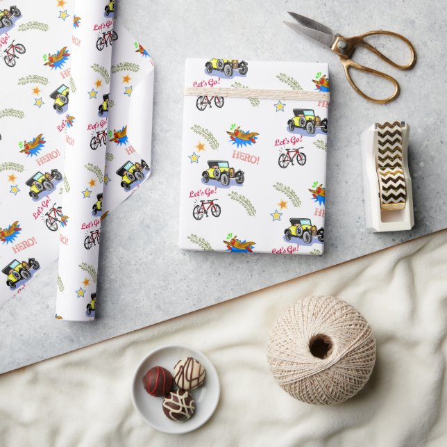 Glossy Wrapping Paper Hero Bicycle Car Aeroplane  (Crafts)