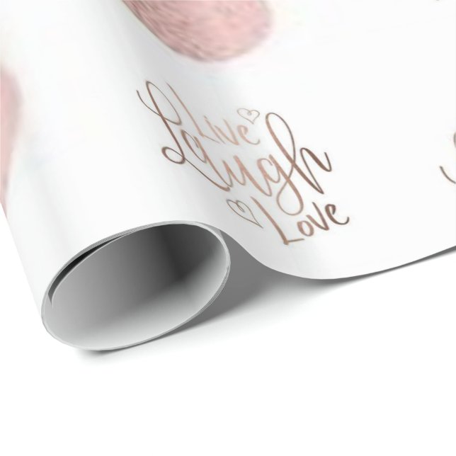 Glossy Wrapping Paper Live Laugh Love Rose (Roll Corner)