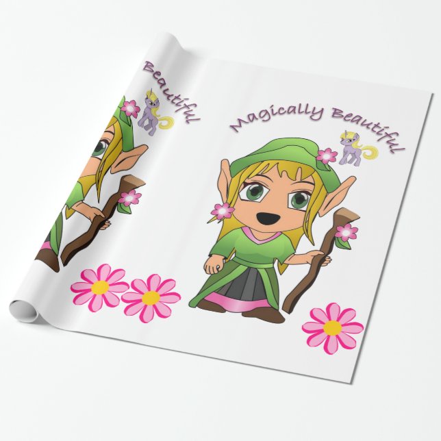 Glossy Wrapping Paper, Magically Fairy Wrapping Paper (Unrolled)
