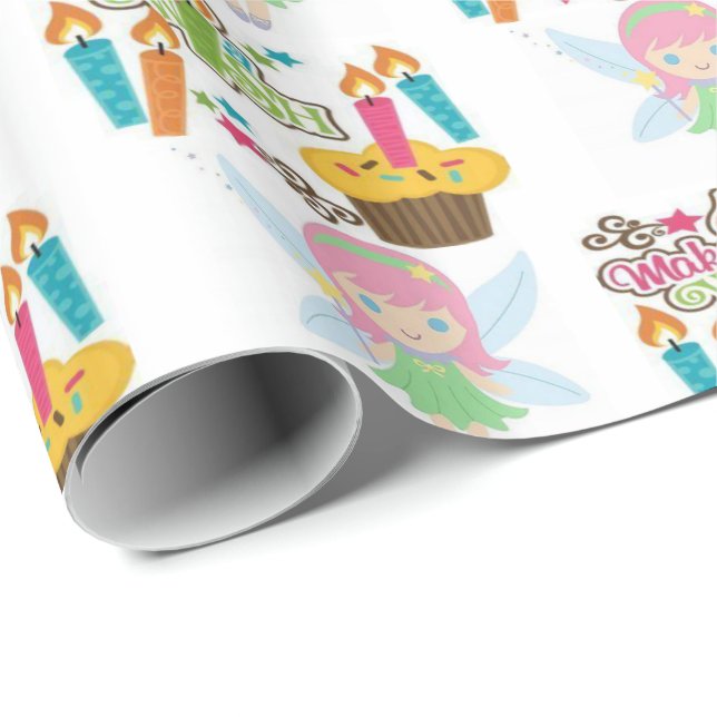 Glossy Wrapping Paper Make a Wish Cupcake (Roll Corner)