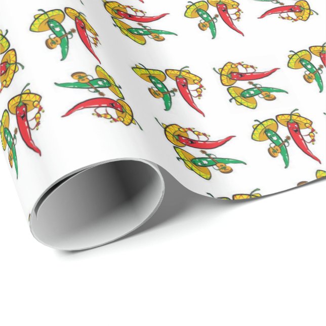 Glossy Wrapping Paper Mexican Red Green Peppers (Roll Corner)