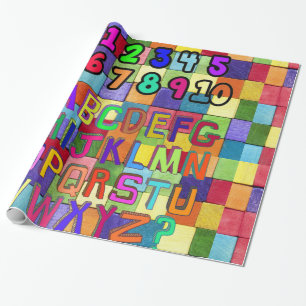 Glossy Wrapping Paper, Numbers Alphabet Colours Paper