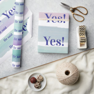 Glossy Wrapping Paper Pastel Colors He said Yes!