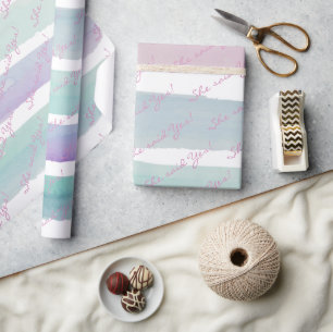 Glossy Wrapping Paper Pastel Colors She said Yes!