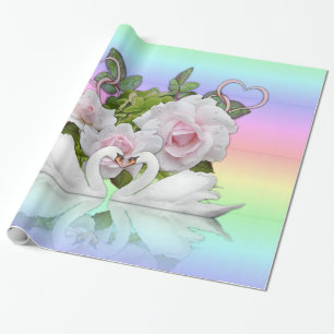 Glossy Wrapping Paper, Pastel White Swan Paper