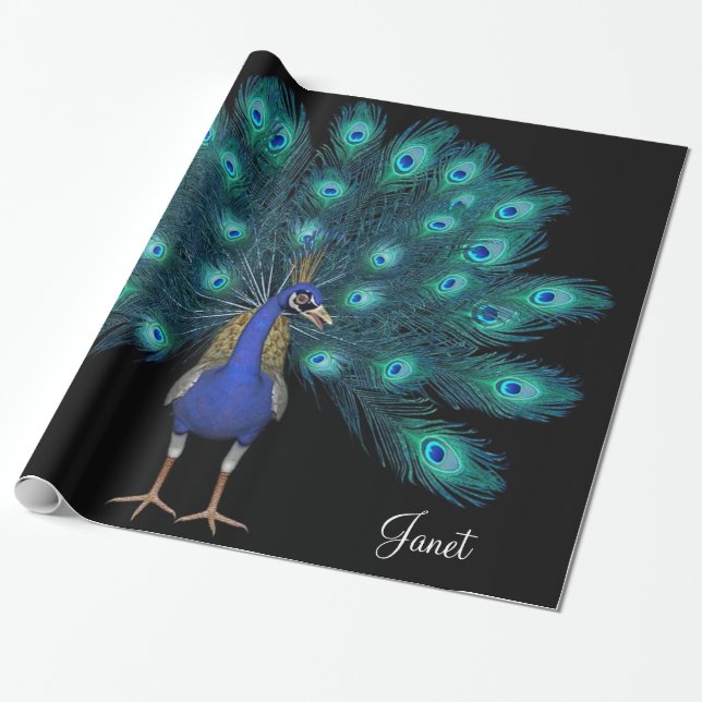 Glossy Wrapping Paper, Peacock Paper (Unrolled)