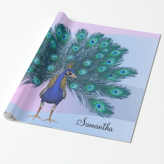 Glossy Wrapping Paper, Peacock Paper (Unrolled)