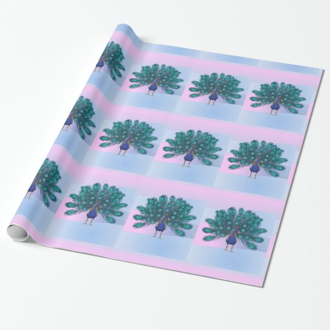 Glossy Wrapping Paper, Peacock Wrapping Paper (Unrolled)