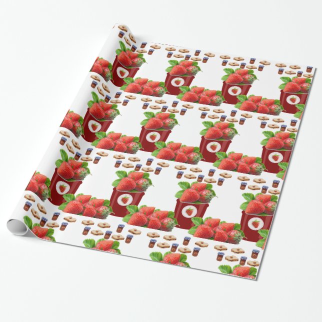 Glossy Wrapping Paper, Peanut Butter Strawberry Paper (Unrolled)
