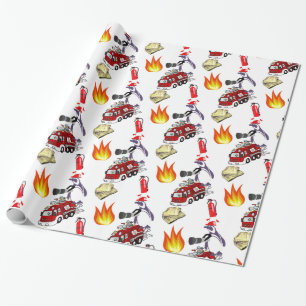 Glossy Wrapping Paper, Penguin Fire Fireman Paper