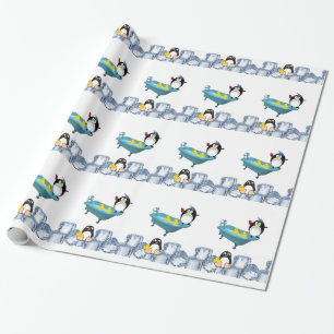 Glossy Wrapping Paper, Penguin Yellow Ducks Bath Wrapping Paper