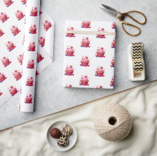 Glossy Wrapping Paper Pink Strawberry Cupcake