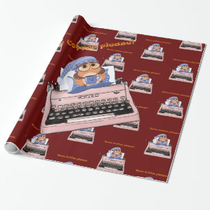Glossy Wrapping Paper, Pink Typewriter Coffee Wrapping Paper
