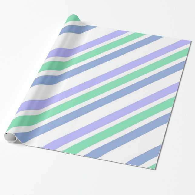 Glossy Wrapping Paper Purple Green Stripe (Unrolled)