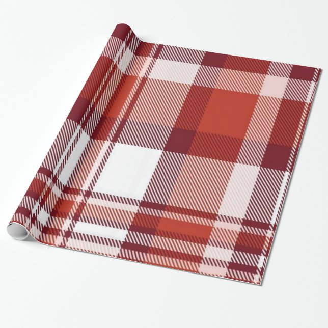 Glossy Wrapping Paper Red Plaid (Unrolled)