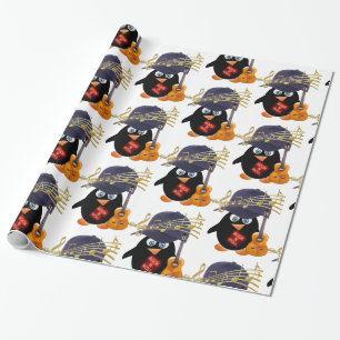 Glossy Wrapping Paper, Rock n Roll Penguin Guitar Wrapping Paper