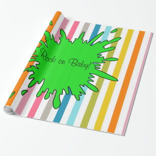 Glossy Wrapping Paper, Rocks Rock on Baby! Stripe Wrapping Paper