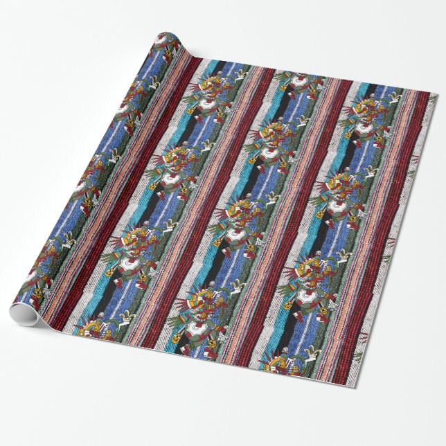 Glossy Wrapping Paper, Stripe Aztec Wrapping Paper (Unrolled)
