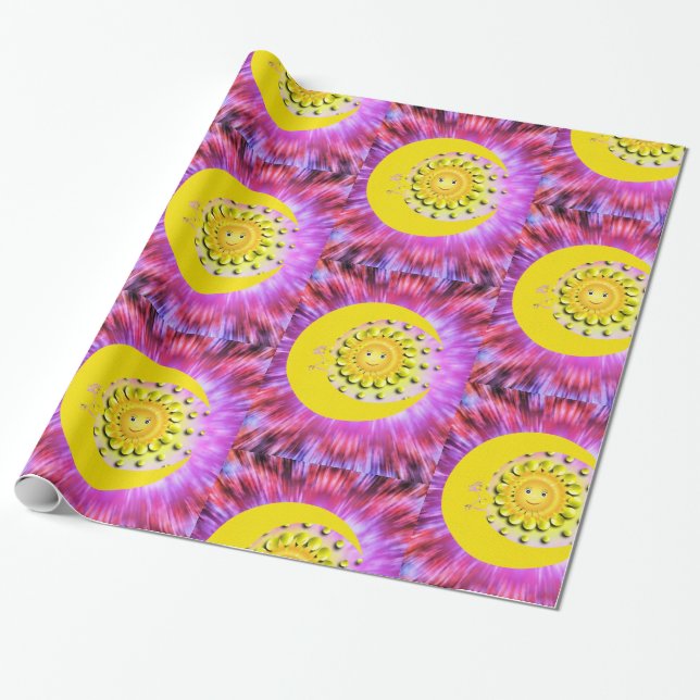 Glossy Wrapping Paper, Sun Moon Wrapping Paper (Unrolled)