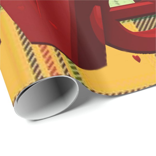 Glossy Wrapping Paper Teddy Bear Green Plaid (Roll Corner)