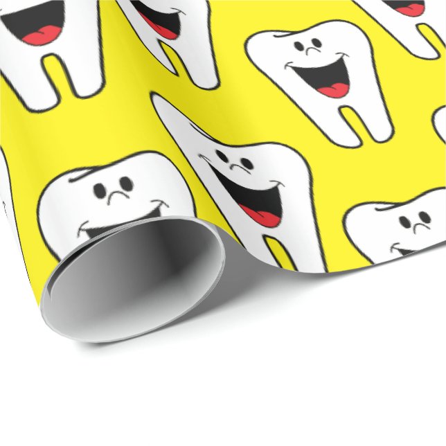 Glossy Wrapping Paper, Teeth Yellow Dentist Paper (Roll Corner)