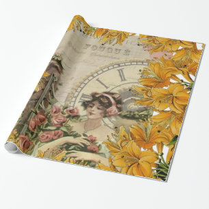 Glossy Wrapping Paper, Victorian Floral Paper