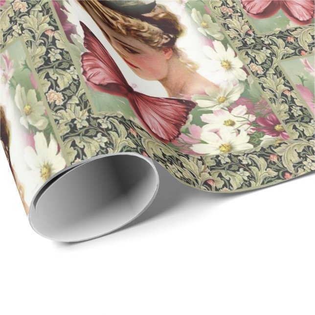 Glossy Wrapping Paper Victorian Green (Roll Corner)
