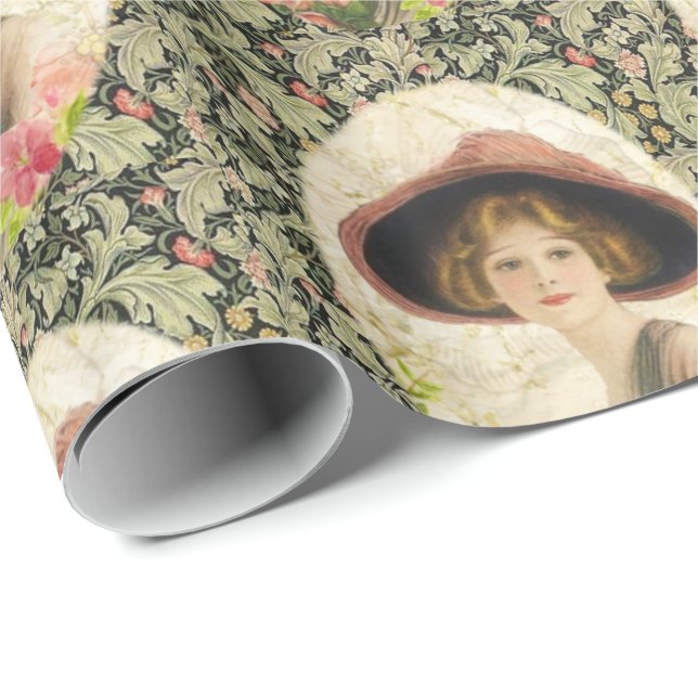 Glossy Wrapping Paper Victorian Green (Roll Corner)