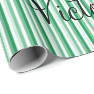 Glossy Wrapping Paper Victorian Green Stripe