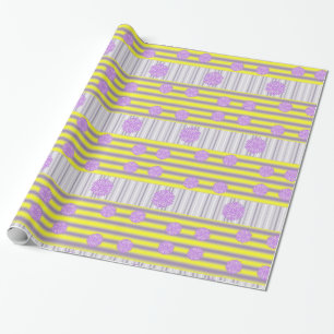 Glossy Wrapping Paper, Yellow Purple Stripe Wrapping Paper