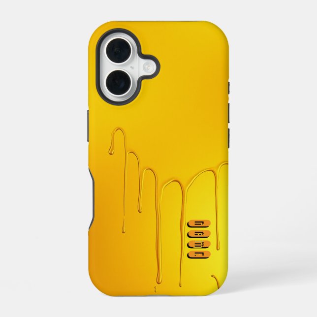 Glossy Yellow Dripping Effect iPhone 16 Case (Back)