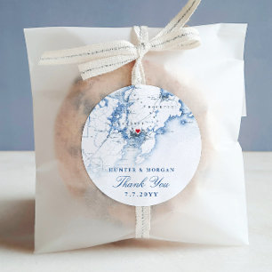 Gloucester Cape Ann Elegant Navy Wedding Favour Classic Round Sticker