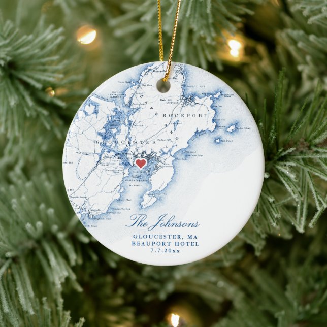 Gloucester Cape Ann Wedding Our First Christmas  Ceramic Ornament (Tree)