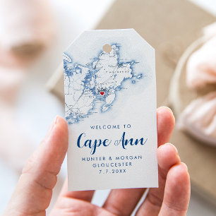 Gloucester MA Elegant Modern Navy Wedding Favour Gift Tags