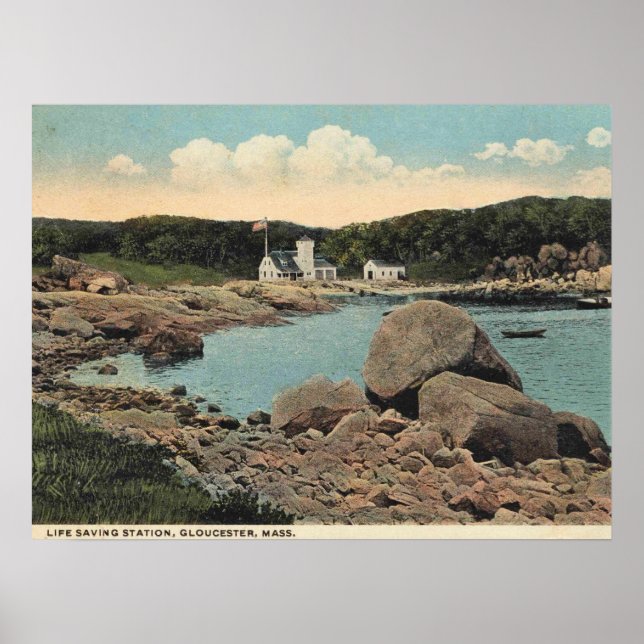 Gloucester MA, Massachusetts, Life Saving Station Poster (Front)