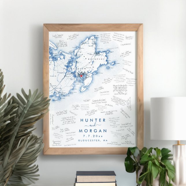 Gloucester MA Wedding Modern Guest Book Poster (This Gloucester MA guest book poster is perfect for your Cape Ann destination wedding)