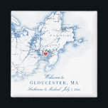 Gloucester Massachusetts Map Wedding Favour Magnet<br><div class="desc">Quick and Easy ordering! These Gloucester, MA map magnets are perfect to welcome your out of town guests with welcome bag goodies, or customise them for your wedding party. Whether you're tying the knot at Cruiseport Goucester, Beauport Hotel, The Elks Bass Rocks or the Hammond Castle Museum, this Gloucester, Massachusetts...</div>