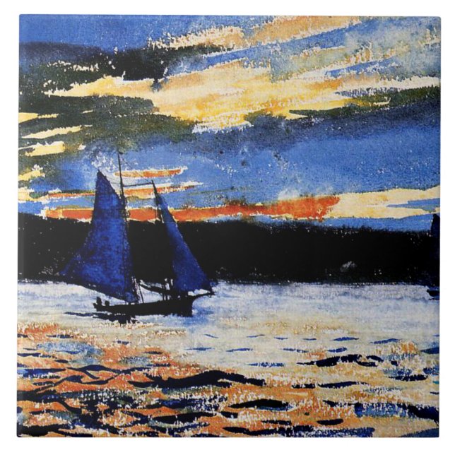 Gloucester Sunset painting by Winslow Homer, Ceramic Tile (Front)