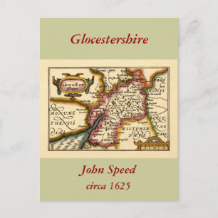 Gloucestershire County England Old Antiquarian Map Postcard