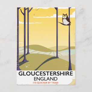 Gloucestershire, England Train travel poster. Postcard