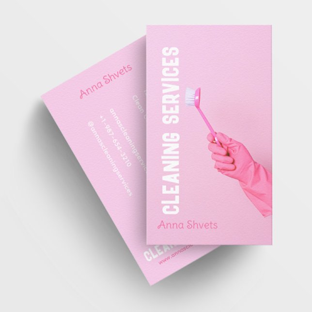 Glove Hand with Brush Cleaning Services Business Card (Creator Uploaded)