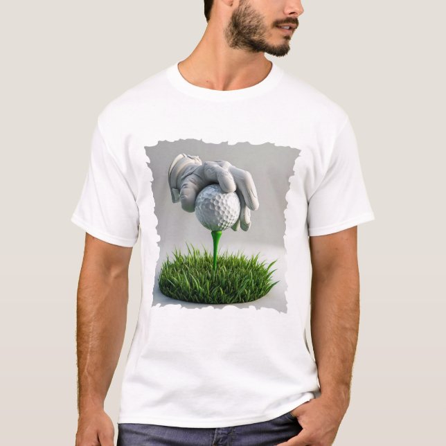 Gloved Hand Placing Golf Ball on Tee with Grass (Front)