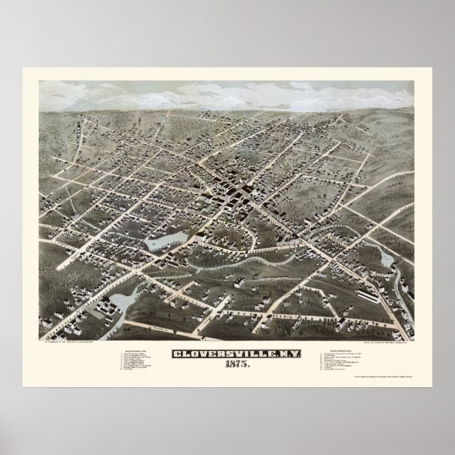 Gloversville, NY Panoramic Map - 1875 Poster (Front)