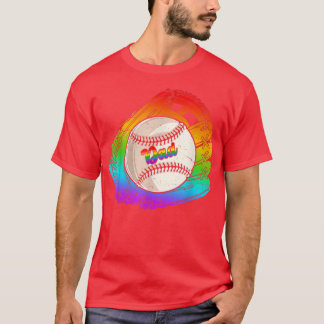 Gloves Baseball Dad Game Day Pride LGBT Month Rain T-Shirt
