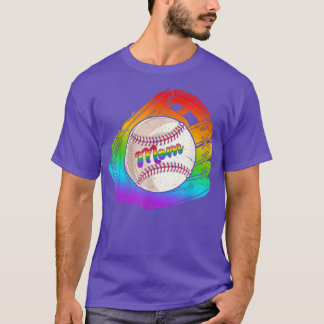 Gloves Baseball Mum Game Day Pride LGBT Month Rain T-Shirt